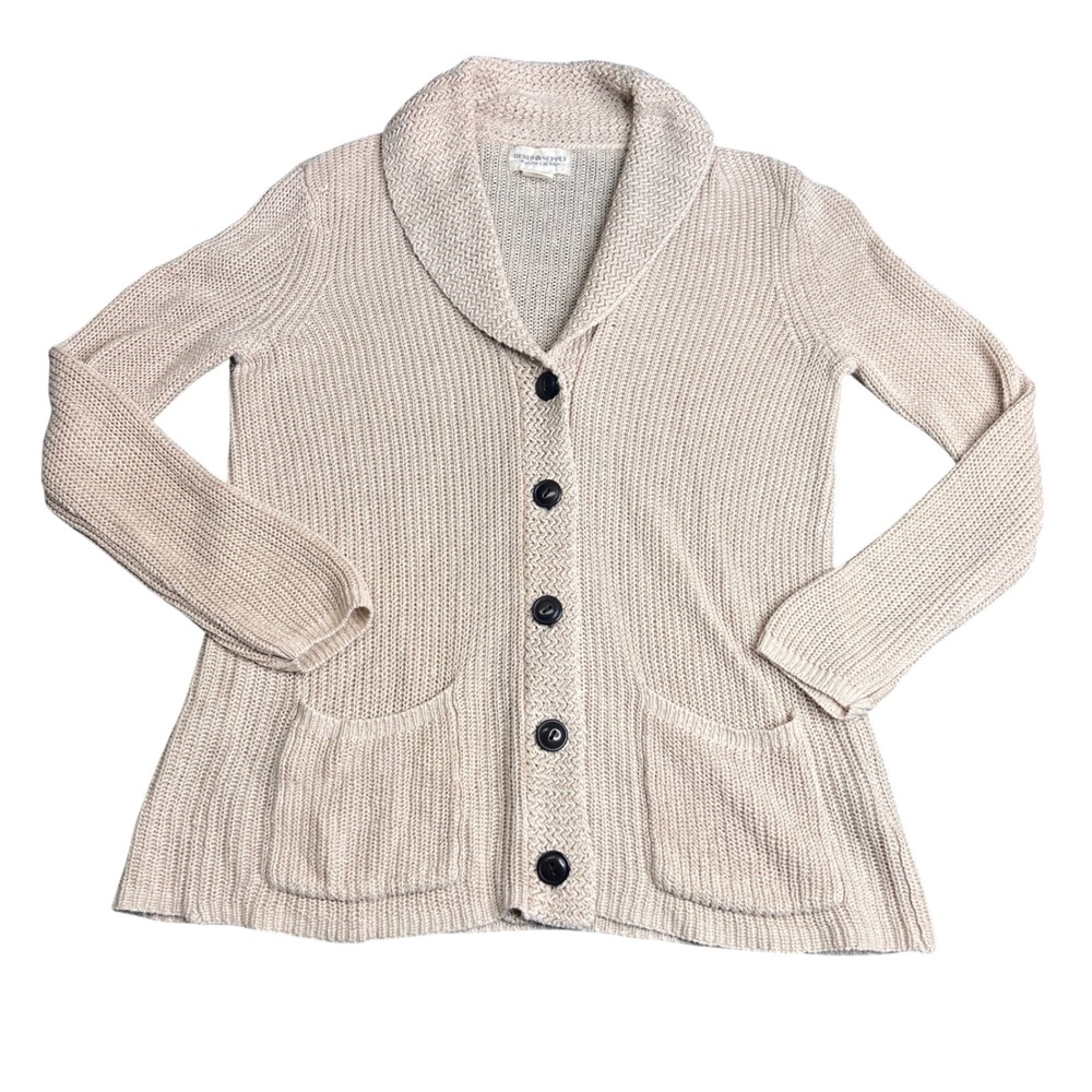 Denim & Supply Ralph Lauren Beige Linen Blend Shawl Collar Cardigan Sweater M